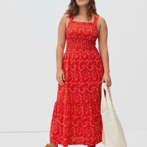 Everlane The Smock Dress in Red Floral Print